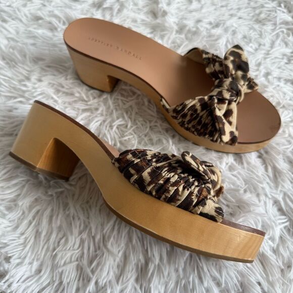 Loeffler Randall Leopard Print Regina Clog Heeled Sandals Size 8.5 - Picture 7 of 8